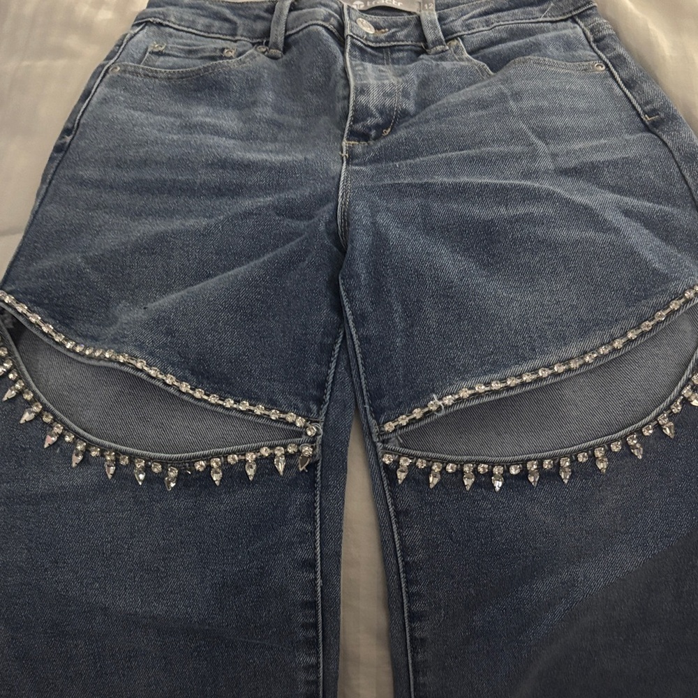 Tractr Blue Jeans with Crystal Accents